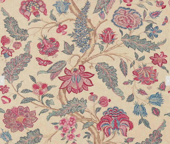 Zoffany - Kalamkari - Indigo / Red - Romantically Flamboyant Floral Cushion Cover - Handmade Throw Pillow Designer Home Decor.