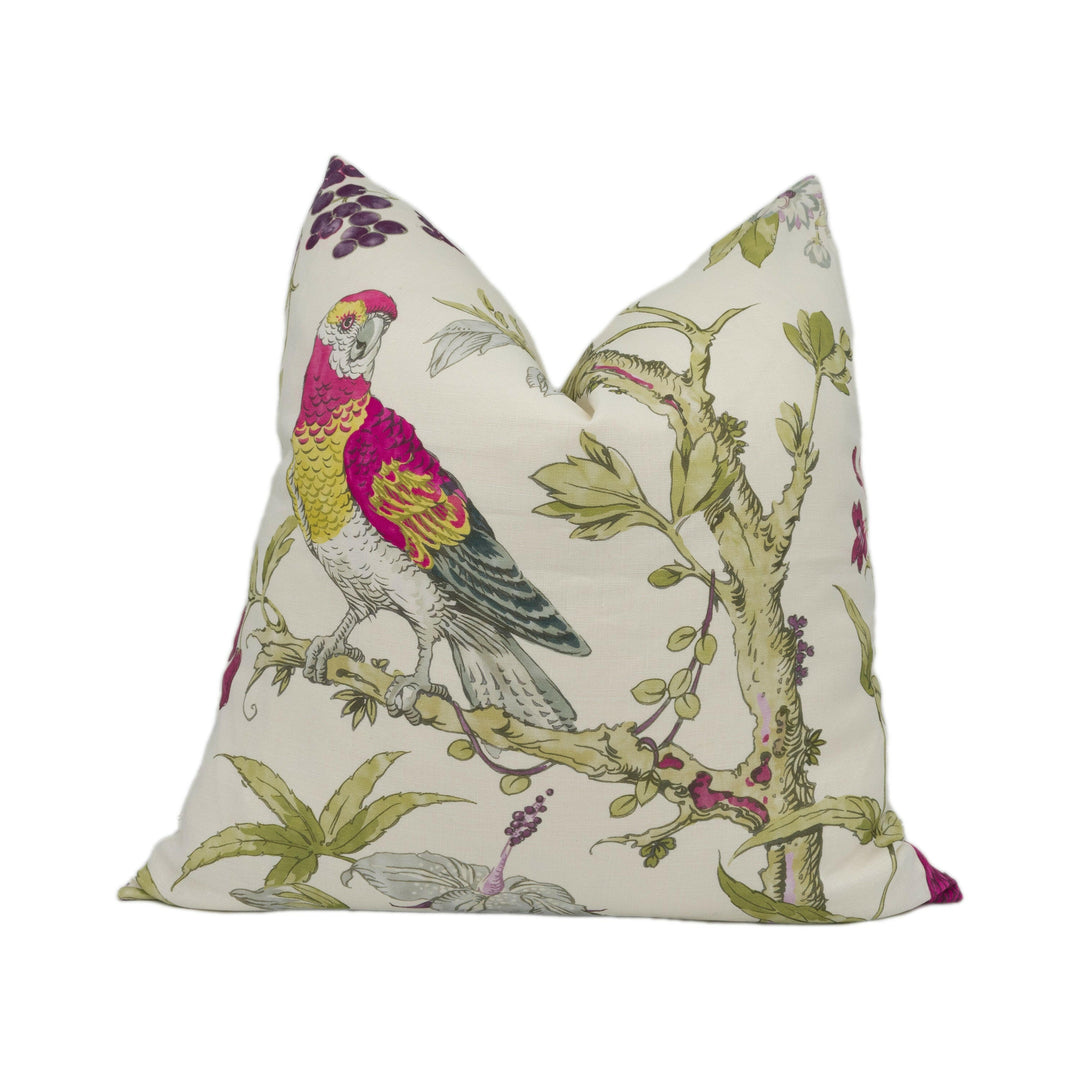 Lee Jofa - Somerfield - Magenta / Blue - Bright Colourful Floral Birds Cushion Cover Handmade Throw Pillow Designer Home Décor.