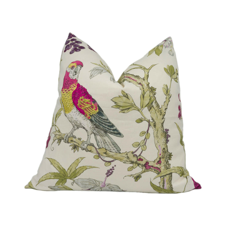 Lee Jofa - Somerfield - Magenta / Blue - Bright Colourful Floral Birds Cushion Cover Handmade Throw Pillow Designer Home Décor.