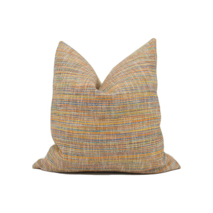 Harlequin - Lizella - Mandarin / Teal - Bright Colourful Horizontal Stripe Woven Cushion Cover - Handmade Throw Pillow - Designer Home Décor.