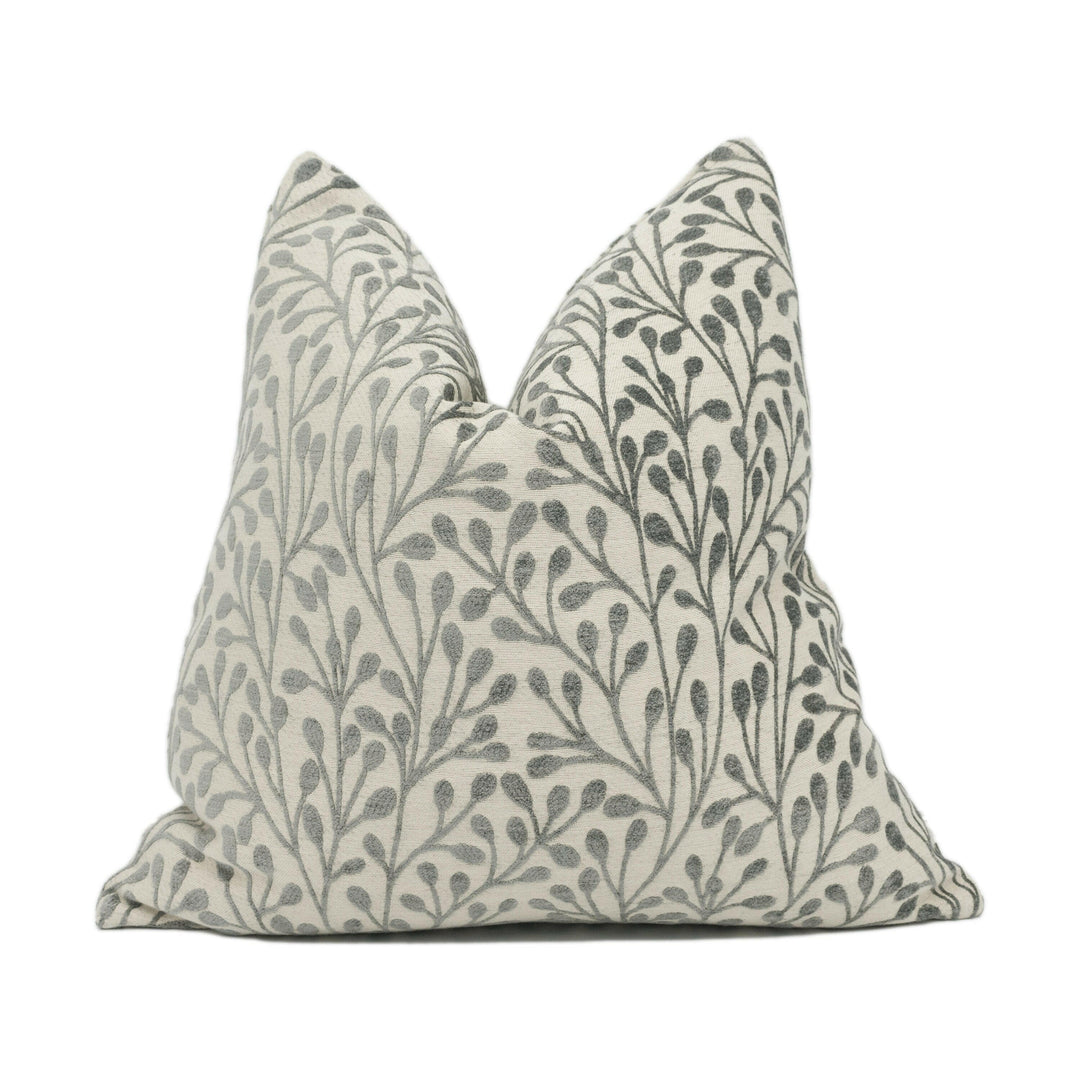 Porter & Stone - Pimlico - Dove - Small Scale Plant Vine Motif Cushion Cover - Handmade Throw Pillow - Designer Home Décor.