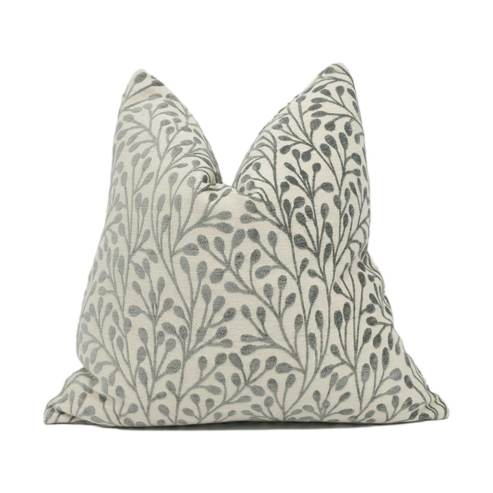 Porter & Stone - Pimlico - Dove - Small Scale Plant Vine Motif Cushion Cover - Handmade Throw Pillow - Designer Home Décor.