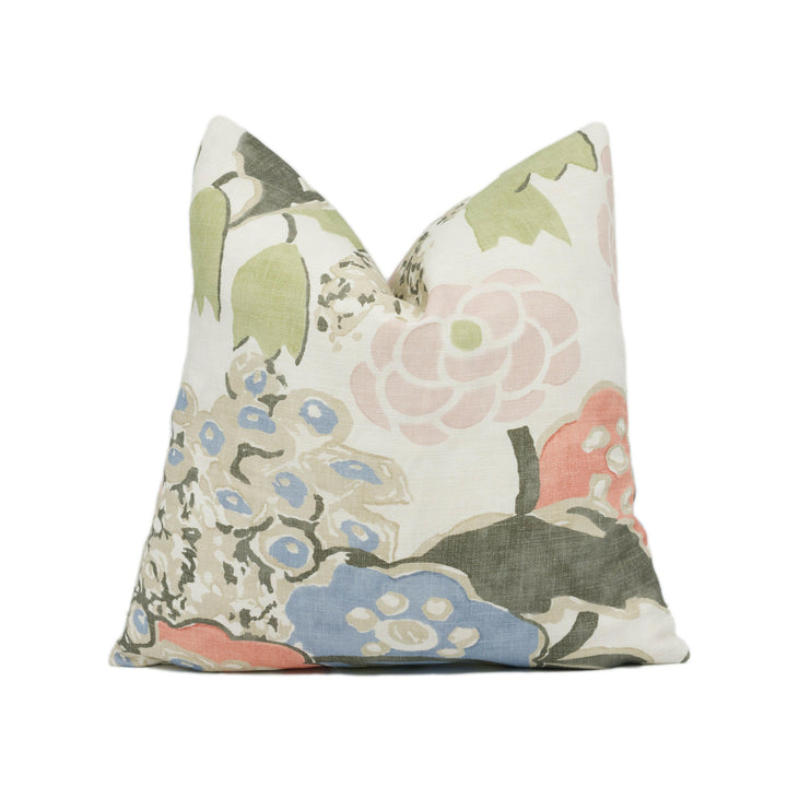 Thibaut - Anna French - Laura - Blush and Green - Bold Vintage Designer Floral Cushion Cover - Luxury Throw Pillow - Handmade Home Décor.