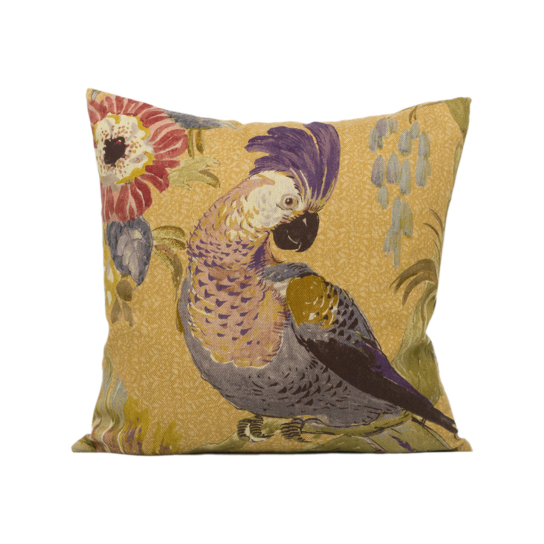 James Dunlop - The Conservatory - Large Scale Tropical Plants and Parrots Cushion Cover - Handmade Throw Pillow - Designer Home Décor