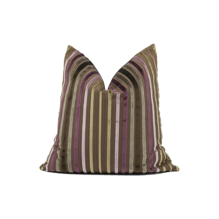 Zoffany - Rossini - Chocolate  Mauve - Sophisticated Plush Striped Velvet Cushion Cover - Handmade Throw Pillow - Designer Home Décor.