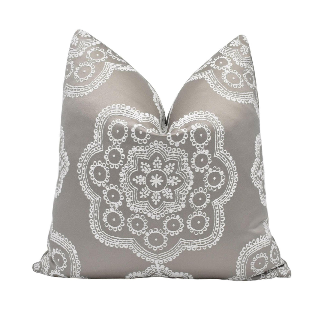 Harlequin - Odetta - Smoked Mauve - Stunning Bold Metallic Lace Emblem Designer Cushion Cover - Luxury Throw Pillow - Handmade Home Decor.