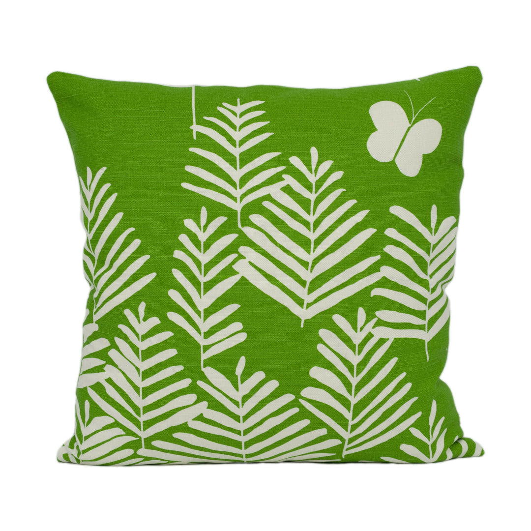 Vera Neumann for Schumacher - Fern Silhouette - Green - Crisp Graphic Botanical Designer Cushion Cover - Handmade Throw Pillow - Luxury Home.