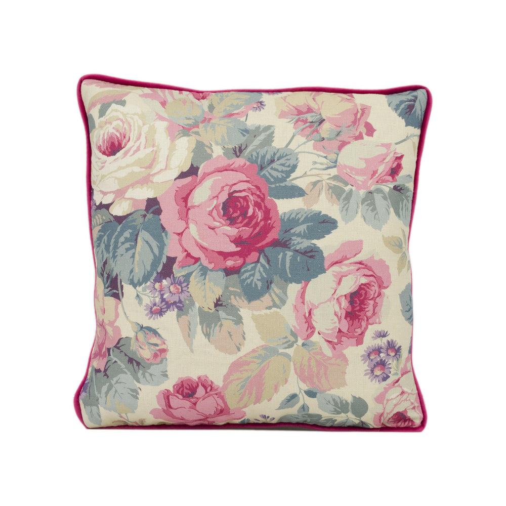 Sanderson - Chelsea - Indigo / Loganberry - Contrast Piped Cushion Cover Throw Pillow Designer Home Décor.