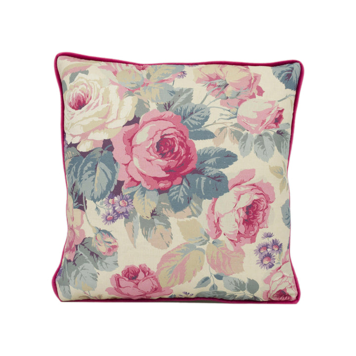 Sanderson - Chelsea - Indigo / Loganberry - Contrast Piped Cushion Cover Throw Pillow Designer Home Décor.