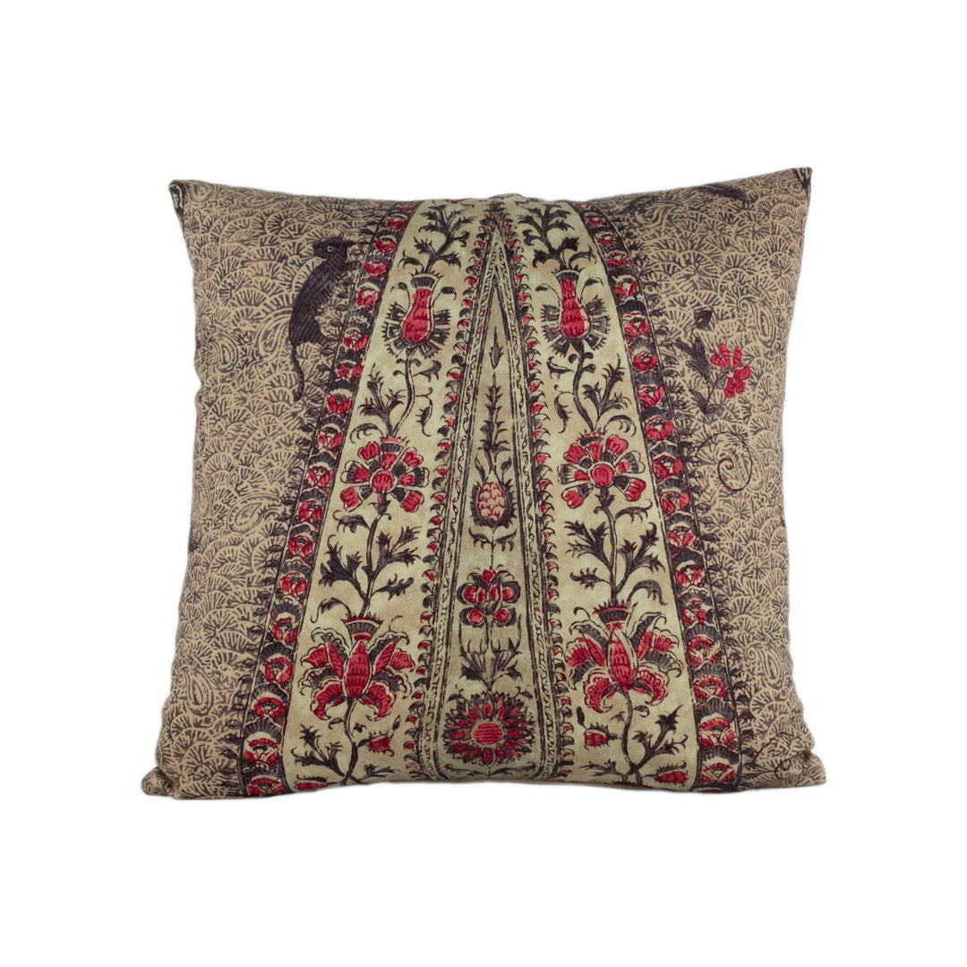 Zoffany - Koyari Paisley - Antiquary / Crimson / Linen - 100% Wool Paisley Cushion Cover - Handmade Throw Pillow Designer Home Decoc.