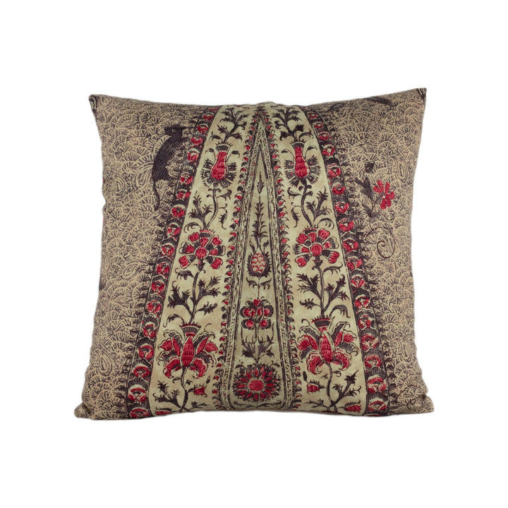 Zoffany - Koyari Paisley - Antiquary / Crimson / Linen - 100% Wool Paisley Cushion Cover - Handmade Throw Pillow Designer Home Decoc.