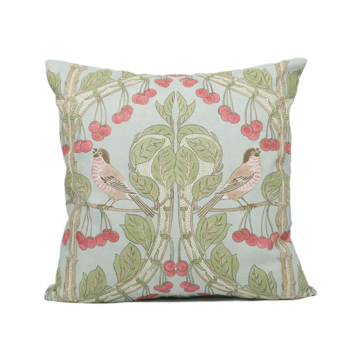 GP and J Baker - Birds &amp; Cherries - Soft Blue - Charming Floral Bird Designer Cushion Cover  - Luxury Throw Pillow - Handmade Home Décor.