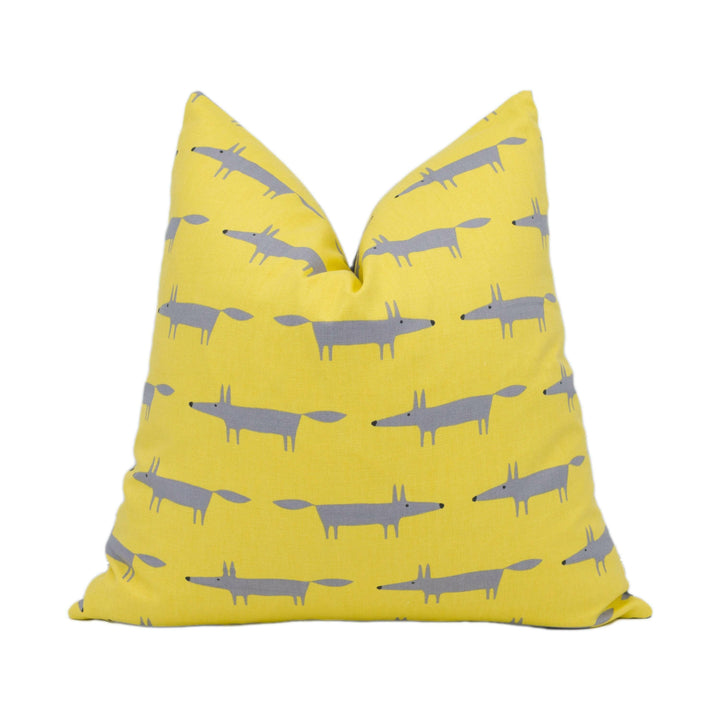 Scion - Little Fox - Sunflower / Gull - Super Cute Mini Mr Fox Cushion Cover - Handmade Throw Pillow Designer Home Decor.