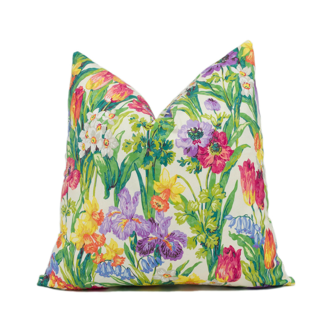 Sanderson - Salad Days - Emerald / Multi - Bright Colourful Spring Floral Cushion Cover - Handmade Throw Pillow - Designer Home Décor.