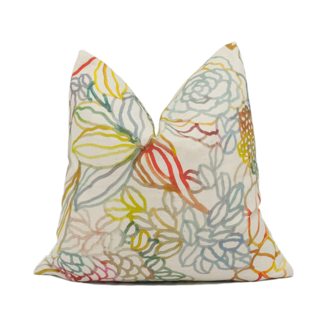 Voyage - Althorp - Cinnamon - Bright Painterly Colourful Floral Cushion Cover - Handmade Throw Pillow - Designer Home Décor.