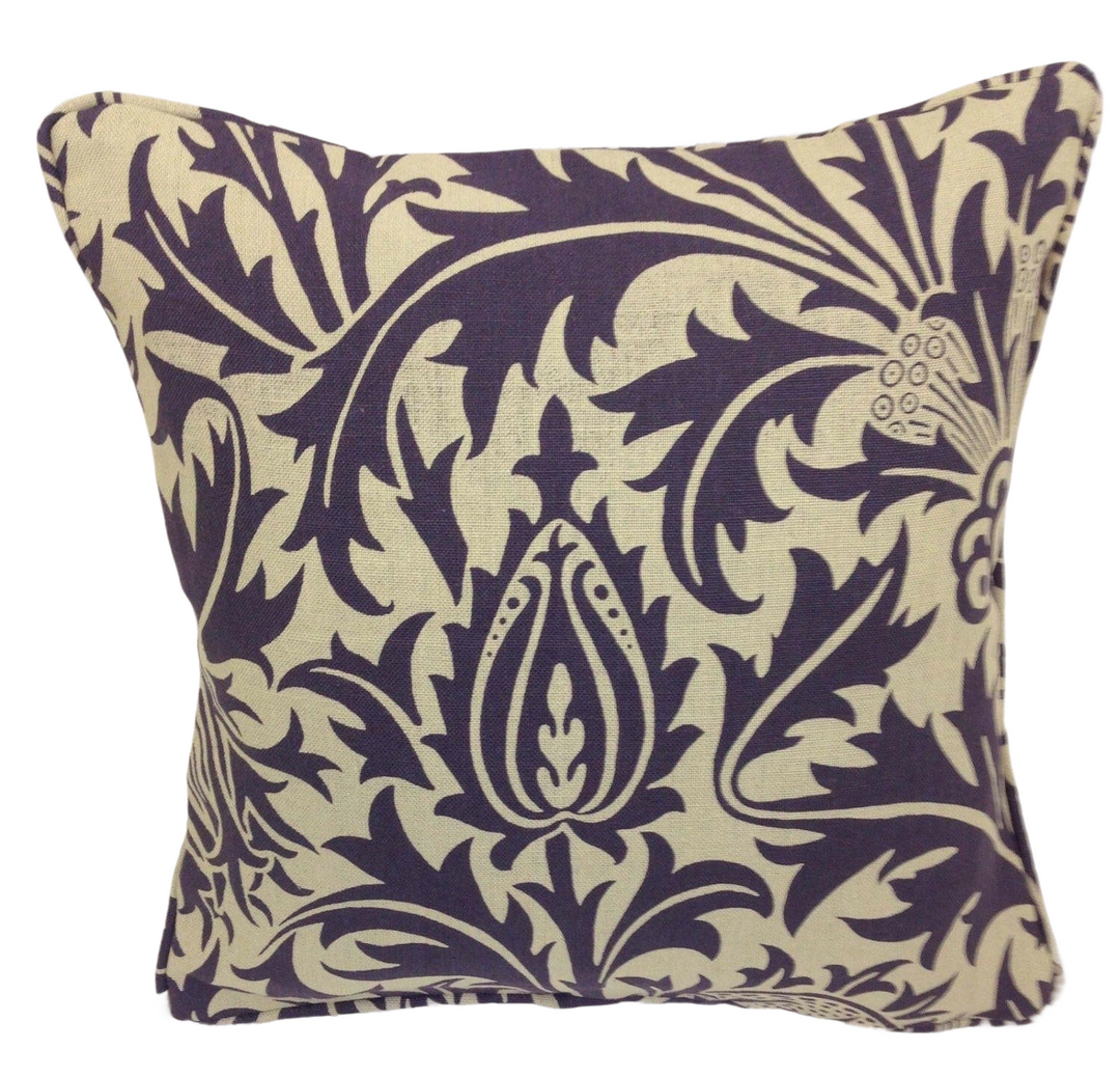 William Morris & Co - Thistle - Grape / Vellum - Cushion Cover Throw Pillow Designer Home Decor.