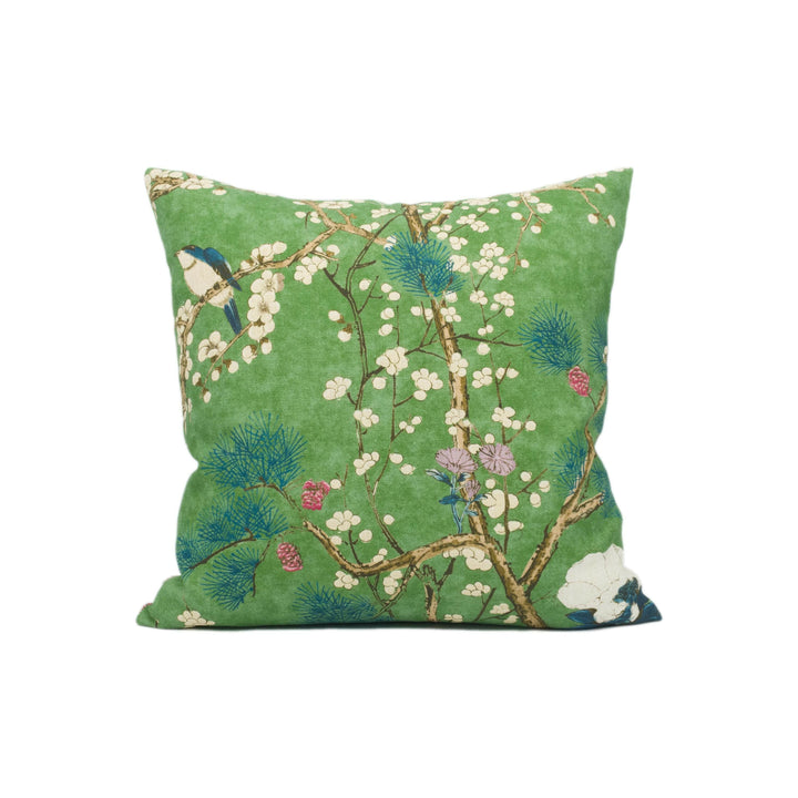 Thibaut - Katsura - Emerald - Rich Winding Japanese Maple Floral Designer Cushion Cover - Luxury Throw Pillow - Designer Home Decor.