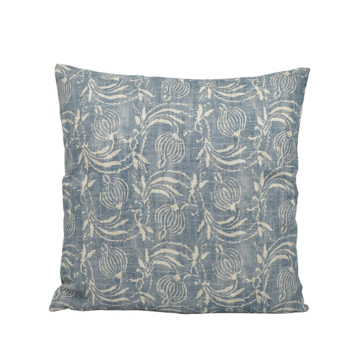 GP and J Baker - Pomegranate - Denim - 18th Century Indian Delicate Floral Designer Cushion Cover - Luxury Throw Pillow - Handmade Home.