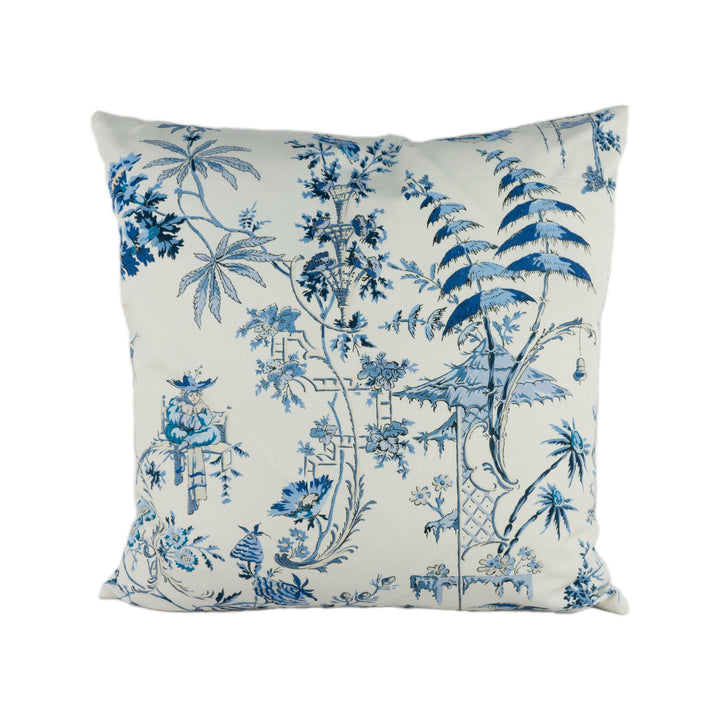 Scalamandre - Nanjing - China Blue - Ancient Chinese Chinoiserie Designer Cushion Cover - Handmade Throw Pillow Luxury Home Decor.