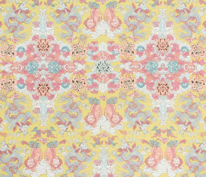 Schumacher - Magic Mountain Dragon - Yellow - Fantastical Exotic Statement Cushion Cover - Handmade Throw Pillow - Luxury Home Decor.