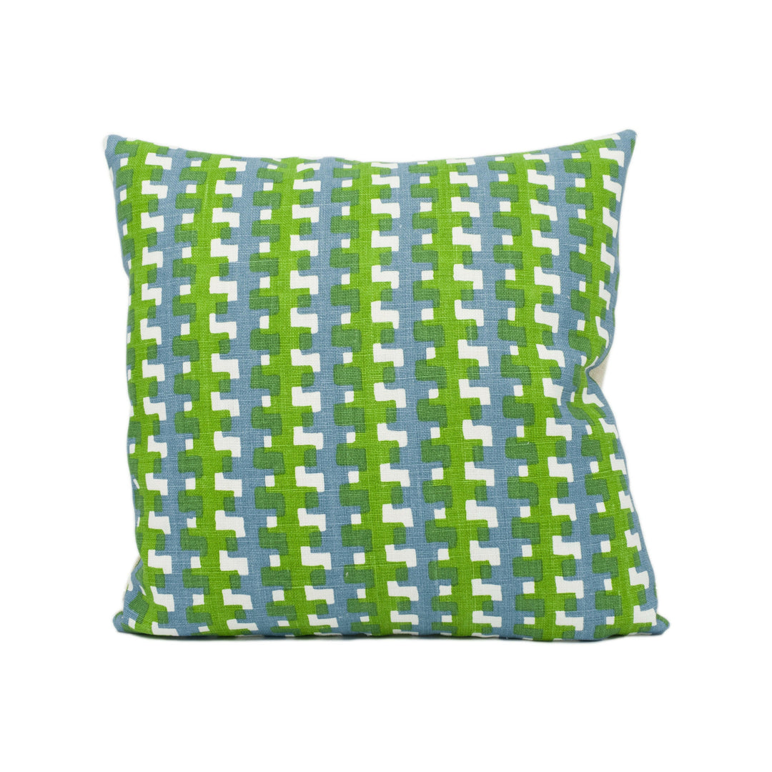 Christopher Farr - Cremaillere - Green - Raoul Dufy Inspired Geometric Check Cushion Cover - Handmade Throw Pillow - Designer Home Décor.