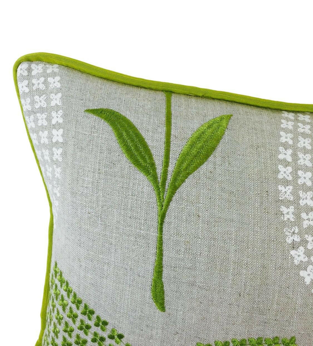 Harlequin - Lolita - Apple / Linen - Fresh Embroidered Cushion Cover Handmade Throw Pillow Designer Home Decor.