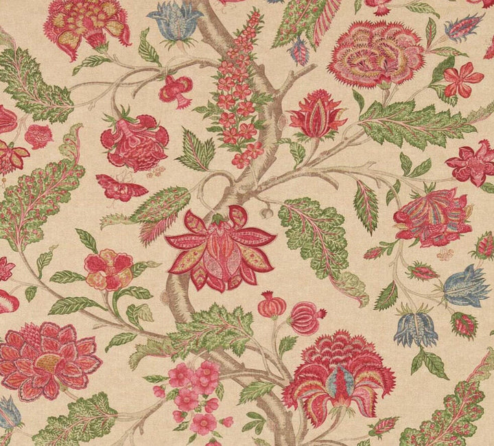 Zoffany - Kalamkari - Red / Green - Romantically Flamboyant Floral Cushion Cover - Handmade Throw Pillow Designer Home Decor.