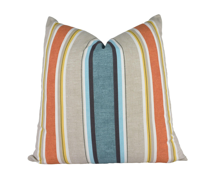 Clarke and Clarke - Luella - Teal / Spice - Striped Cushion Cover Throw Pillow Designer Home Decor.