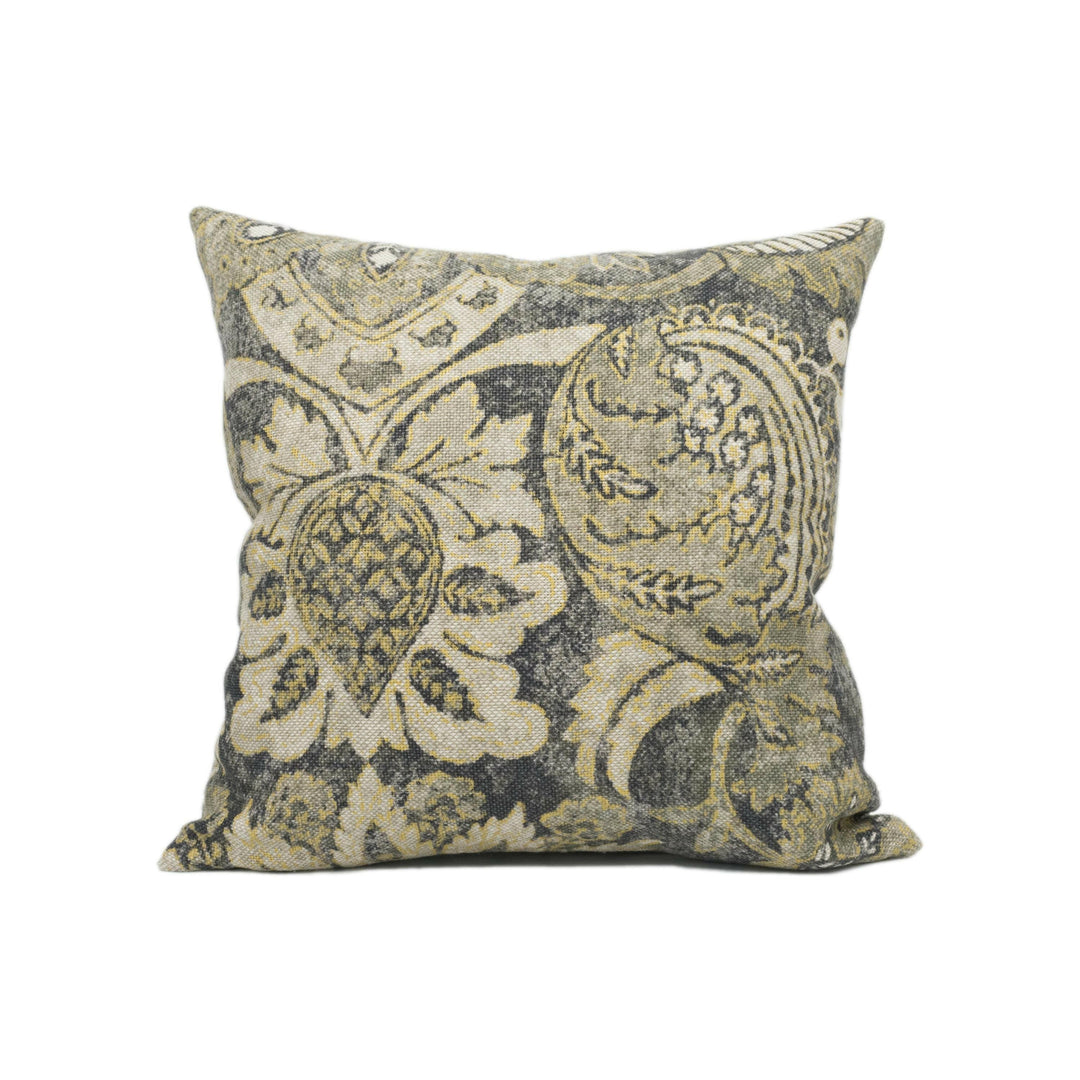 Zoffany - Pomegranate Print - Gargoyle / Bone Black - Handsome Worn Damask Cushion Cover - Handmade Throw Pillow - Designer Home Décor.