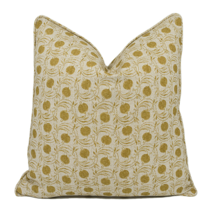 GP & J Baker - Seed Pod - Ochre - Small Scale Indian Inspired Designer Cushion Cover - Luxury Throw Pillow - Handmade Home Decor.