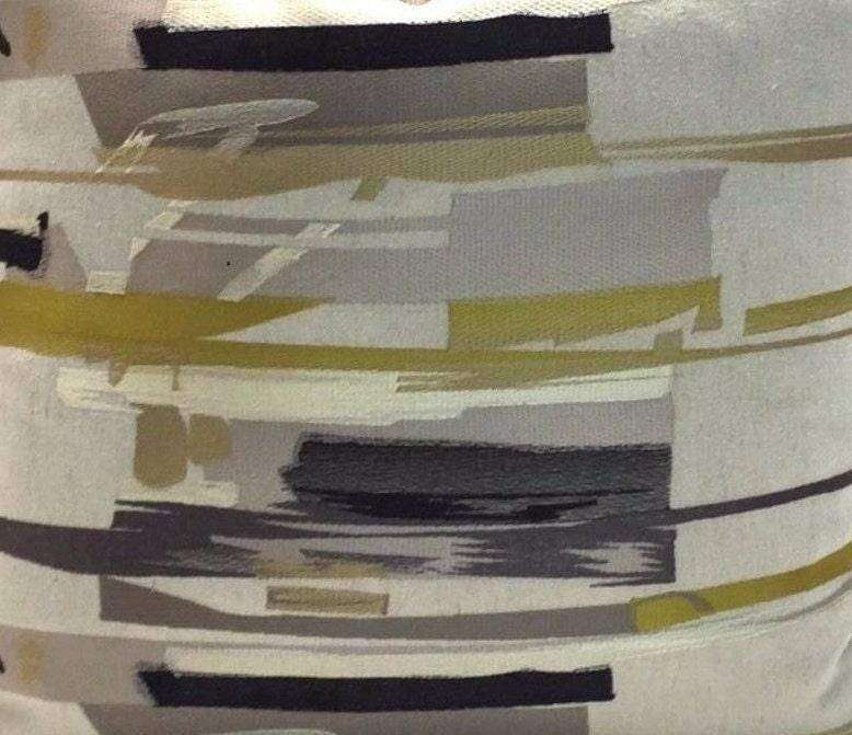 Harlequin - Zeal - Charcoal / Neutral / Mustard - Abstract Embroidered Brushstrokes Designer Cushion Cover Luxury Throw Pillow Handmade Home.