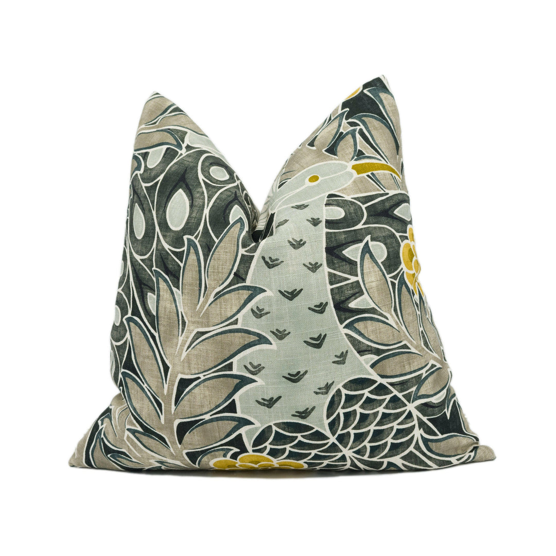 Thibaut - Desmond - Black and Charcoal - Gorgeous Peacock Design Cushion Cover - Handmade Throw Pillow - Designer Home Décor.