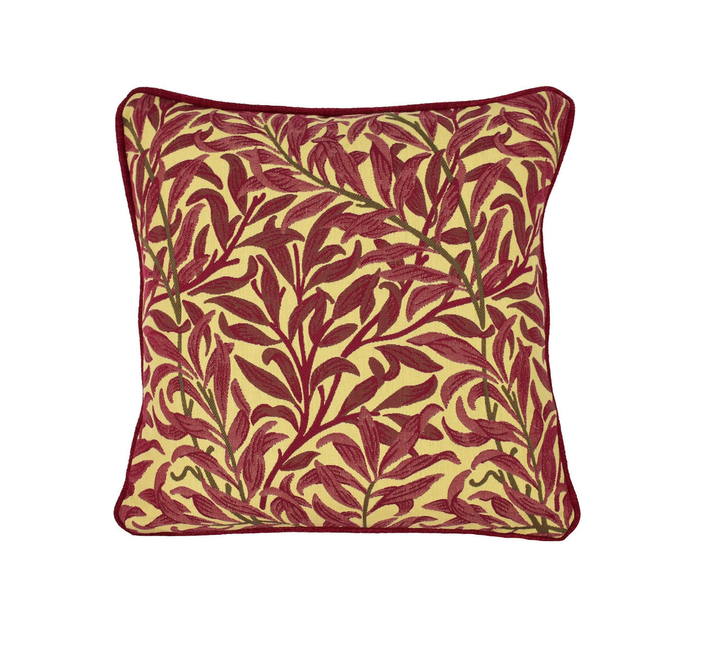William Morris - Willow Bough Weave - Crimson / Manilla - Cushion Cover Throw Pillow Designer Home Decor.