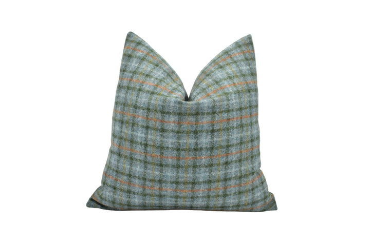 Abraham Moon - Balmoral - Eau De Nil -  100% Wool Cushion Cover - Designer Plaid Pillow Cover - Handmade Custom Abraham Moon Pillow.