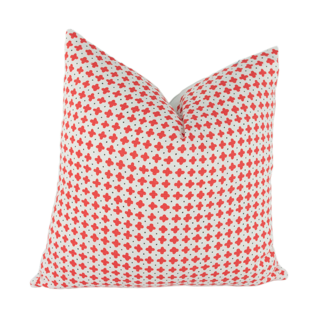 Vera Neumann for Schumacher - Polka - Red - Bold Cross & Petite Polka Dot Designer Cushion Cover - Handmade Throw Pillow - Luxury Home Decor.