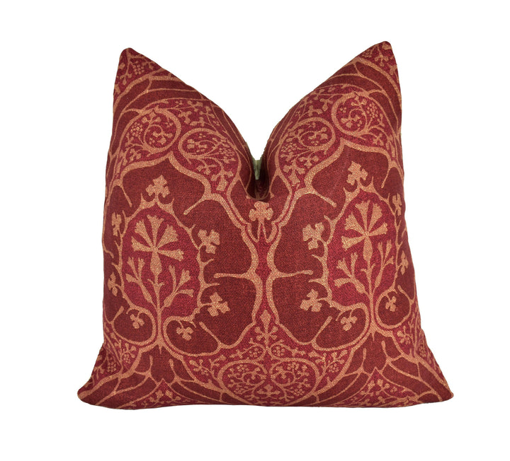 William Morris - Voysey - Red  - Cushion Cover Throw Pillow Designer Home Decor.