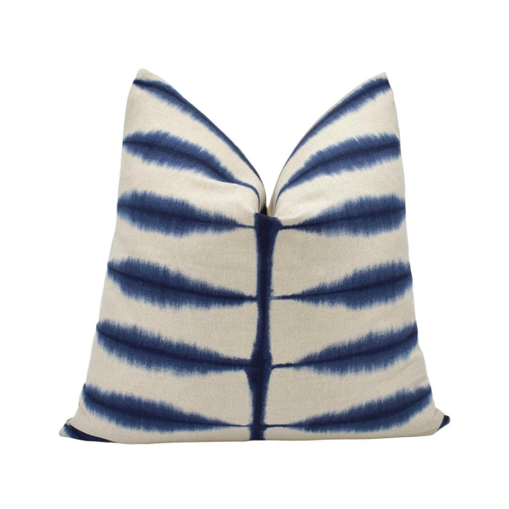 Scion - Shibori - Indigo / Linen - Ancient Japanese Shibori Technique Designer Cushion Cover - Luxury Throw Pillow - Handmade Home Decor.