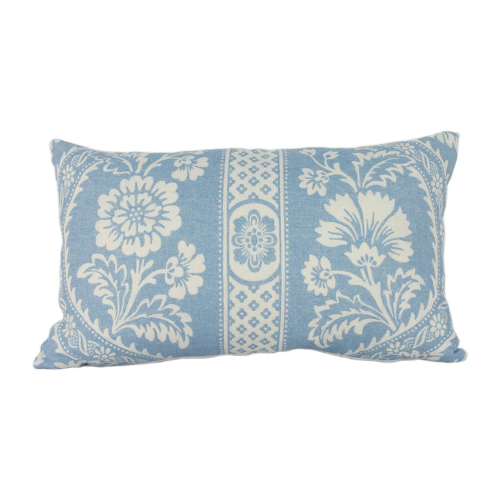 Schumacher - Versailles - Blue - Romantic Botanical & Ogee Striped Designer Cushion Cover - Handmade Throw Pillow - Luxury Home Decor.