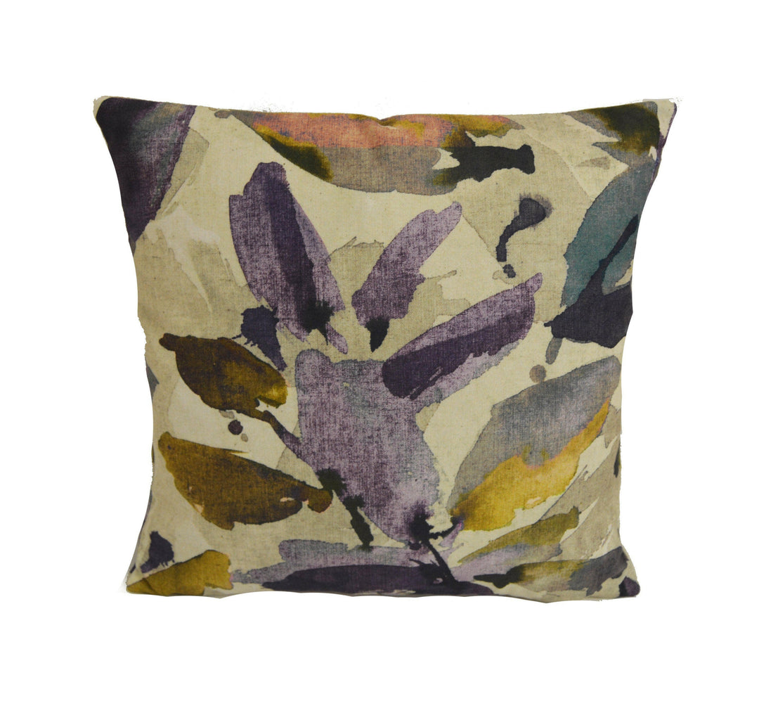 Prestigious - Azzuro - Orchid - Abstract Faux Suede Floral Cushion Cover - Handmade Throw Pillow Designer Home Decor.
