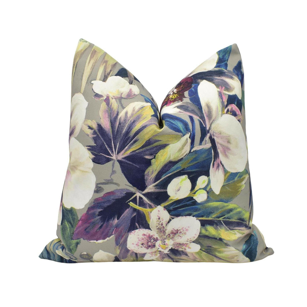 Prestigious Textiles - Moorea - Sea Spray - Dramatic Rich Contrasting Orchid Floral Designer Cushion Cover - Luxury Throw Pillow - Handmade.