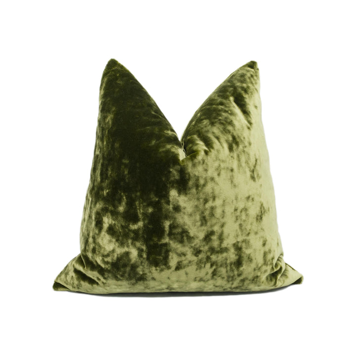 Soft Metallic Crushed Olive Velvet