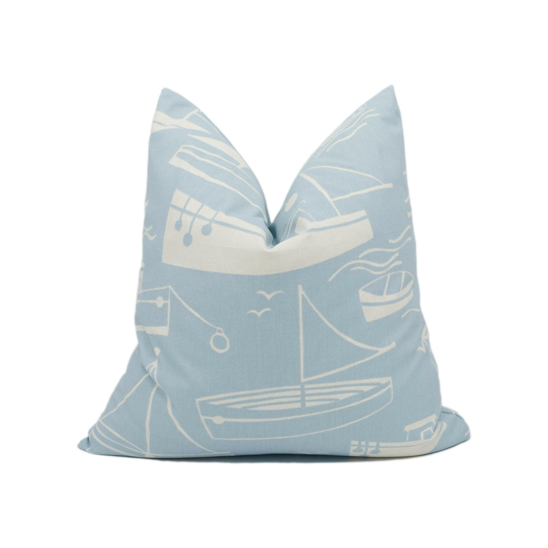 Harlequin - Sail Away - Soft Blue & Neutral - Whimsical Sea Side Boats Cushion Cover - Handmade Throw Pillow - Designer Home Décor.