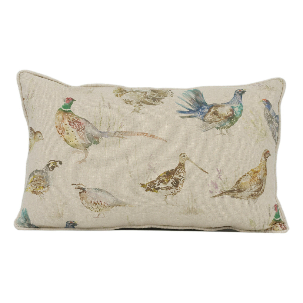 Voyage - Game Birds Mini - Linen - Beautiful Countryside Birds Cushion Cover - Handmade Throw Pillow Designer Home Decor.