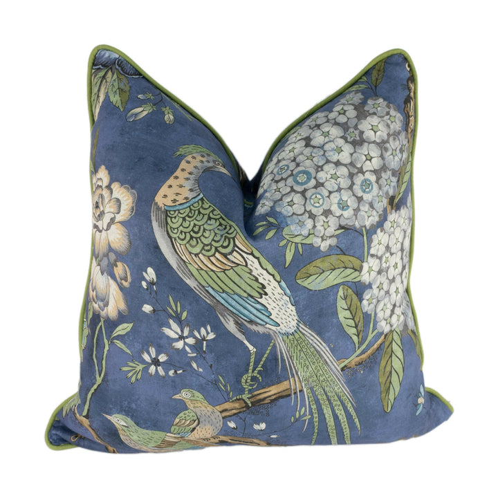 Anna French x Thibaut - Villeneuve - Navy - Antique Avant Garde Bird Designer Cushion Cover - Luxury Throw Pillow - Handmade Home Decor.