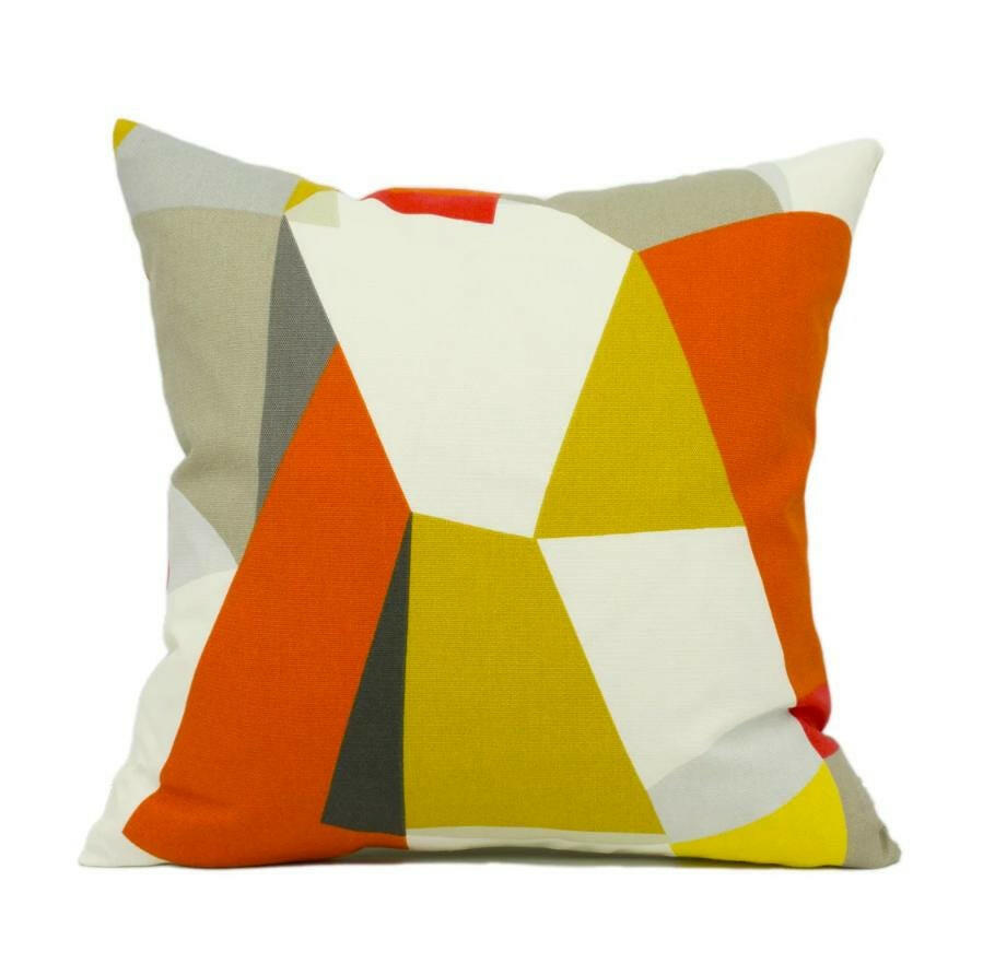 Scion - Pucci - Stone / Chilli / Glow - Warm Funky Scandi Geometric Designer Cushion Cover - Luxury Throw Pillow - Handmade Home Decor.