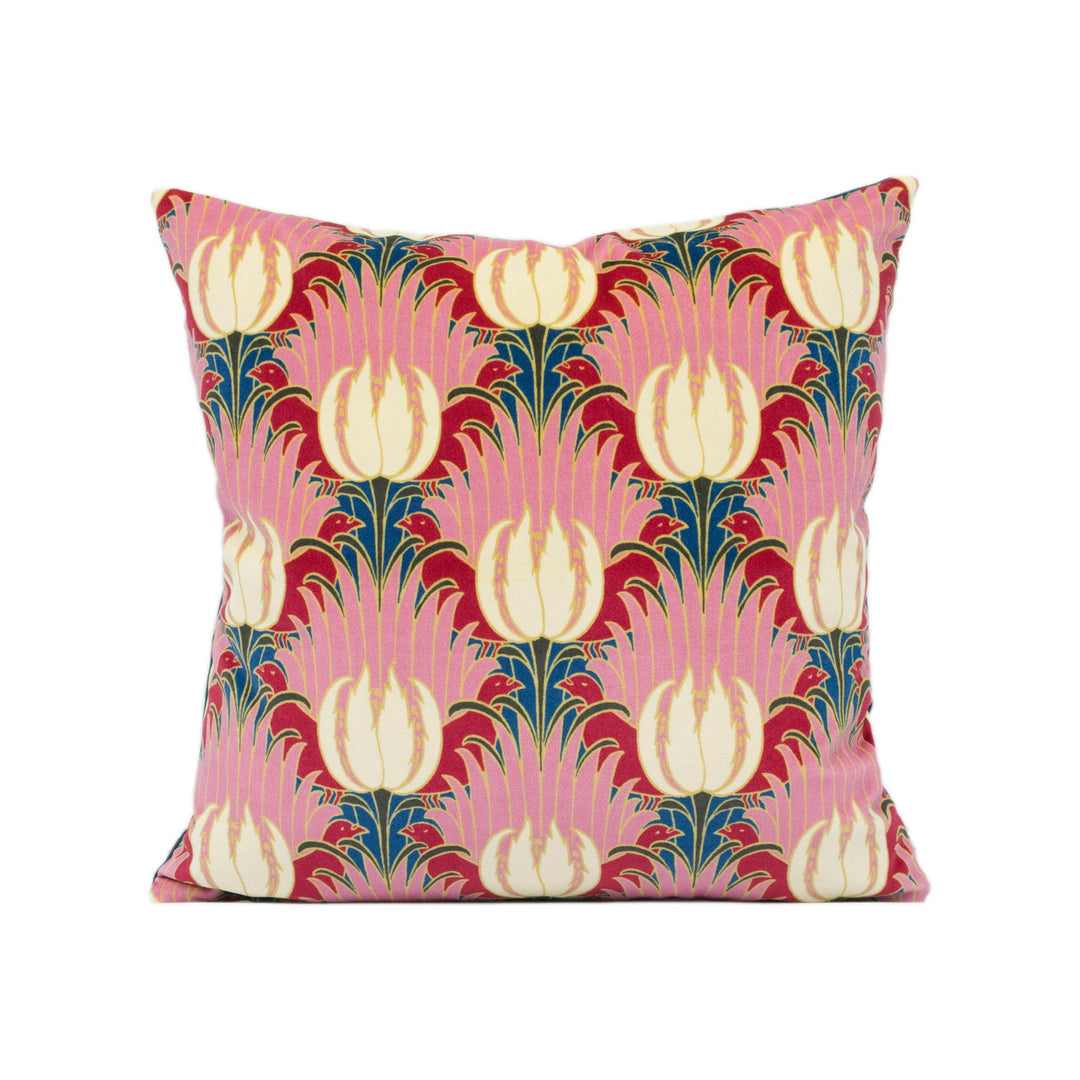 William Morris - Tulip and Bird - Amaranth &amp; Blush - Bold Arts and Crafts Velvet Cushion Cover - Handmade Throw Pillow - Designer Home Décor.