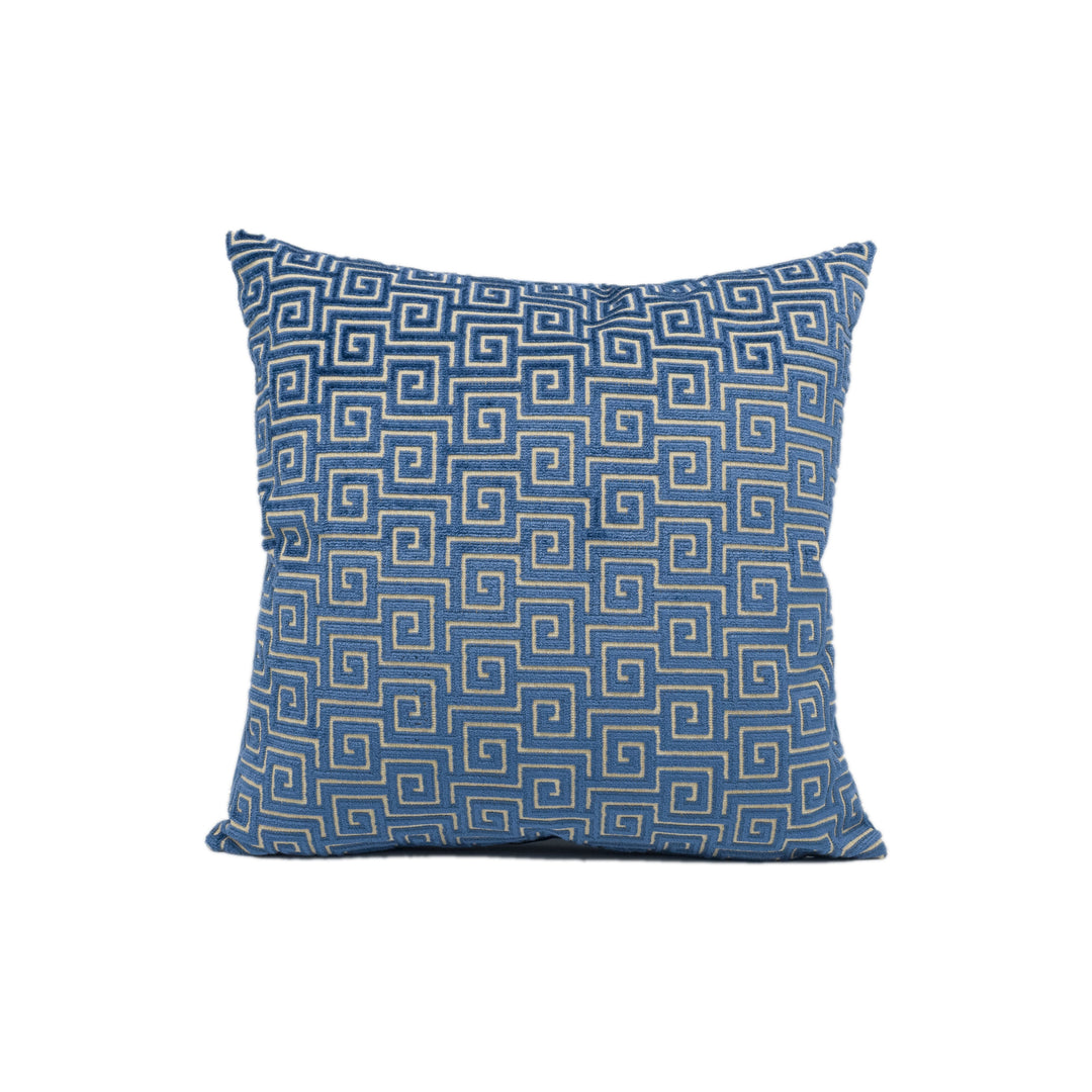 Anna French x Thibautt - Meander Velvet - Navy - Luxurious Greek Key Design Cushion Cover - Handmade Throw Pillow - Designer Home Décor