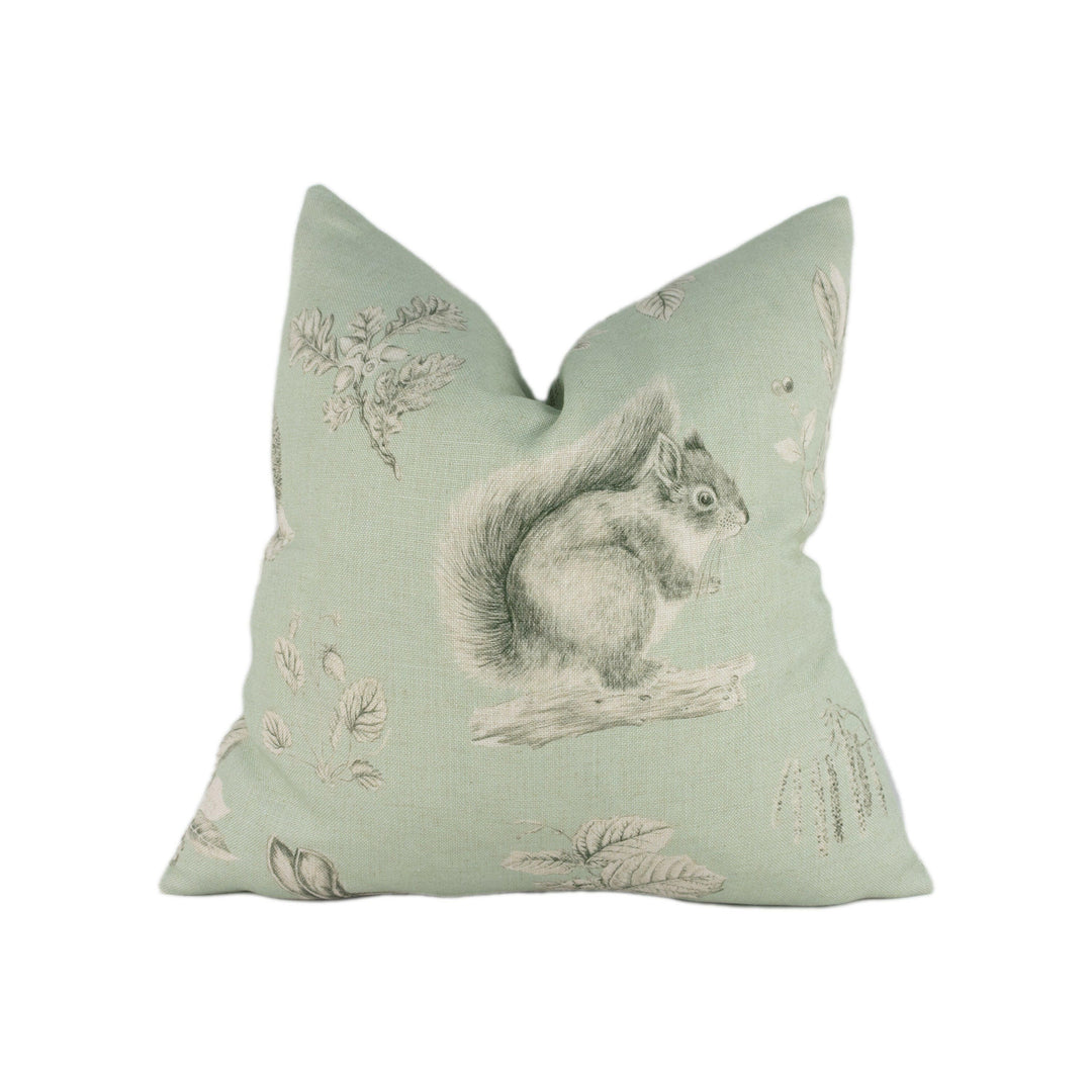 Sanderson - Squirrel & Hedgehog - Seaspray / Charcoal - Stunning Designer Cushion Cover Home Décor Throw Pillow.