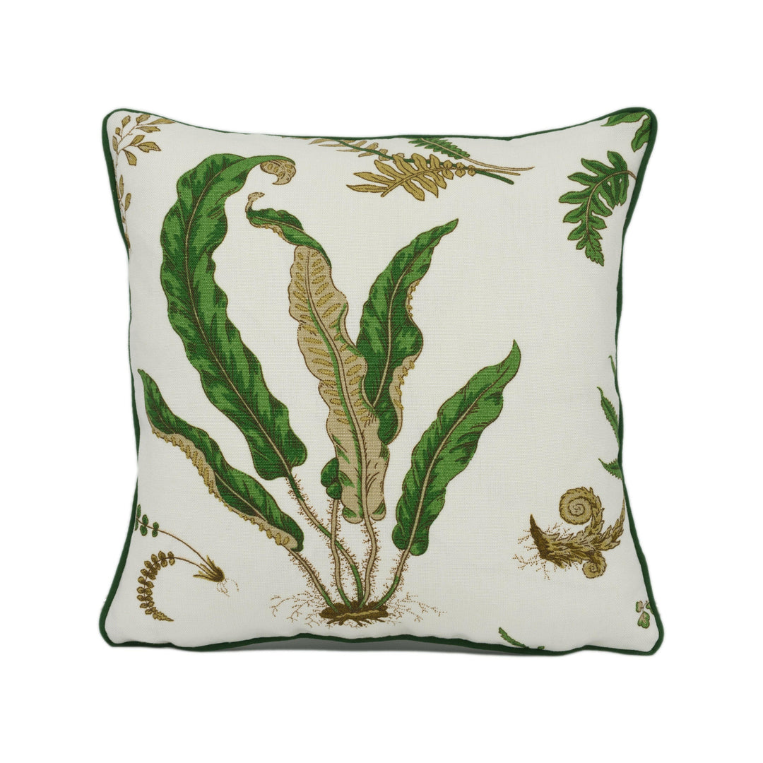 GP & J Baker - Ferns - Original Green - Stunning Contrast Piped Botanical Floral Cushion Cover - Handmade Throw Pillow - Designer Home Décor.
