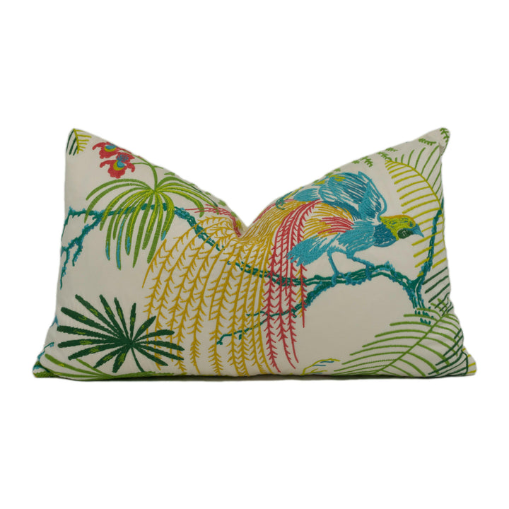 Sanderson - Rain Forest Embroidery - Tropical - Exotic Embroidered Cushion Cover - Handmade Throw Pillow - Designer Home Décor.